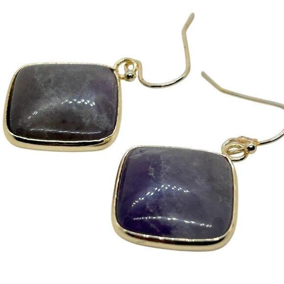 Large, Natural Amethyst Earrings - Picture 2 of 3